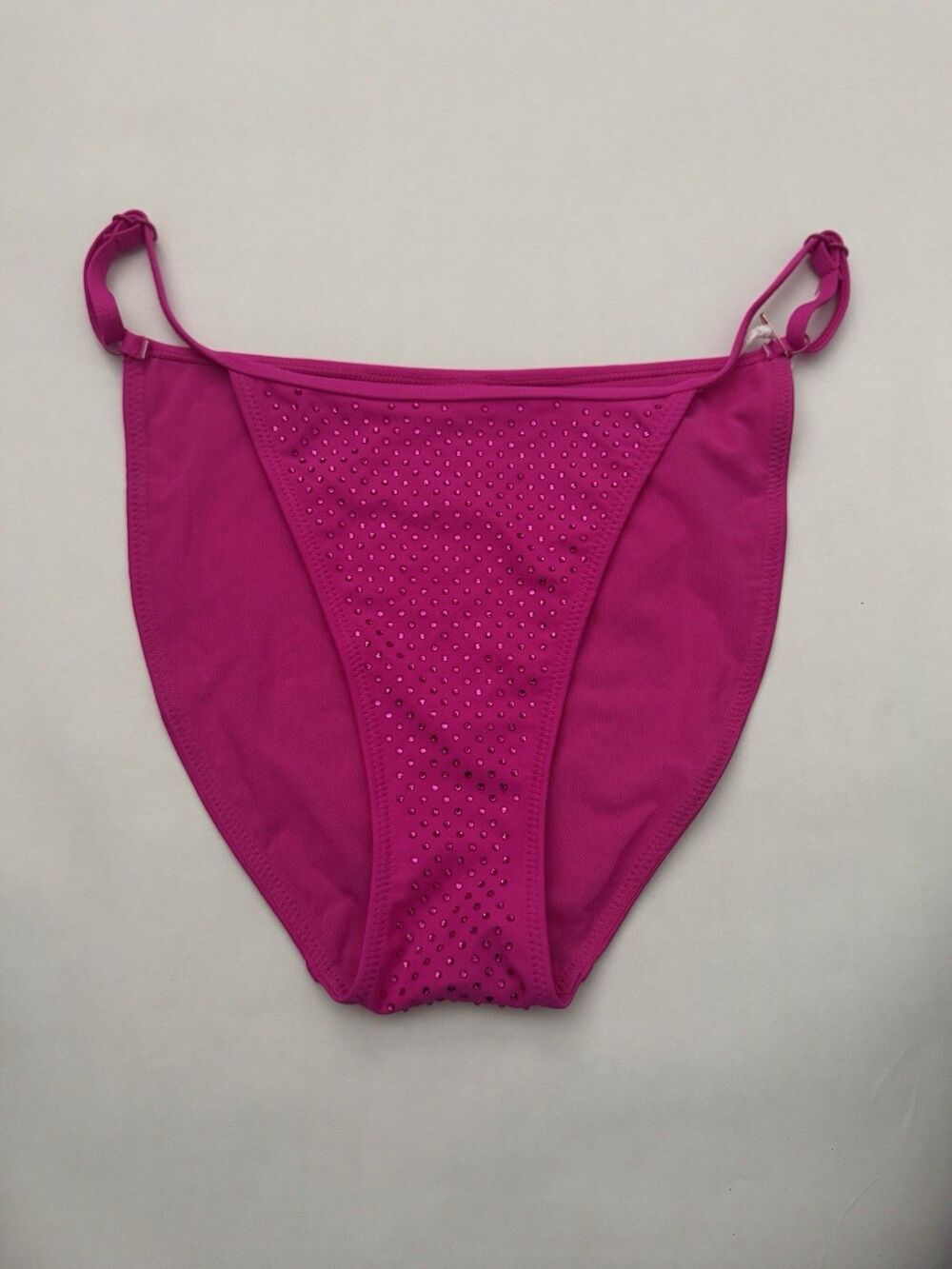 Good American Pink Glow Crystal Embellished Tie Side Bikini Bottom‎ Size XL NWT